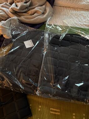 Quilted Black heated car camper etc seat Cushions - Set of 4